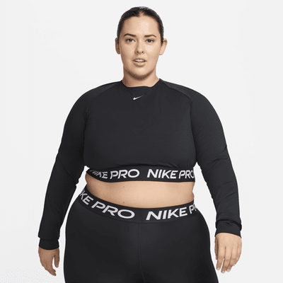 Nike Pro Women s Dri FIT Cropped Long Sleeve Top Plus Size Nike IL